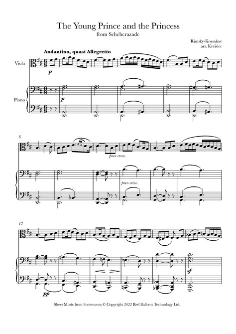 Korsakov: The Young Prince And The Young Princess From Scheherazade Op.35, III. (for PIANO SOLO).